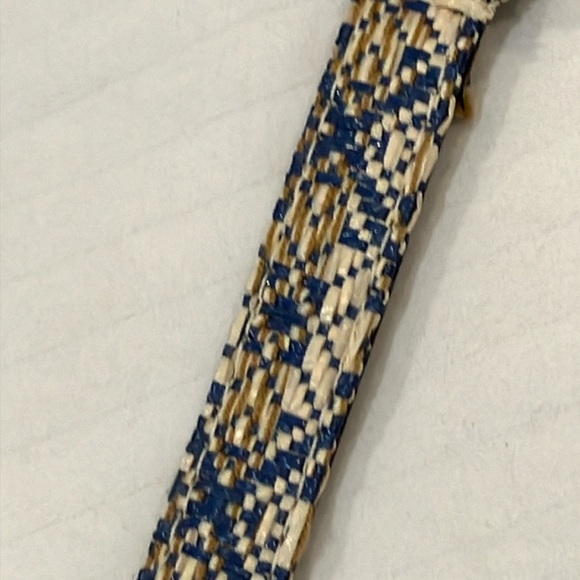 Blue and Cream Woven thin Belt with Metal Buckle about 43” long - Picture 8 of 9